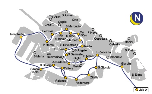 Ligne N vaporetto grand canal de Venise