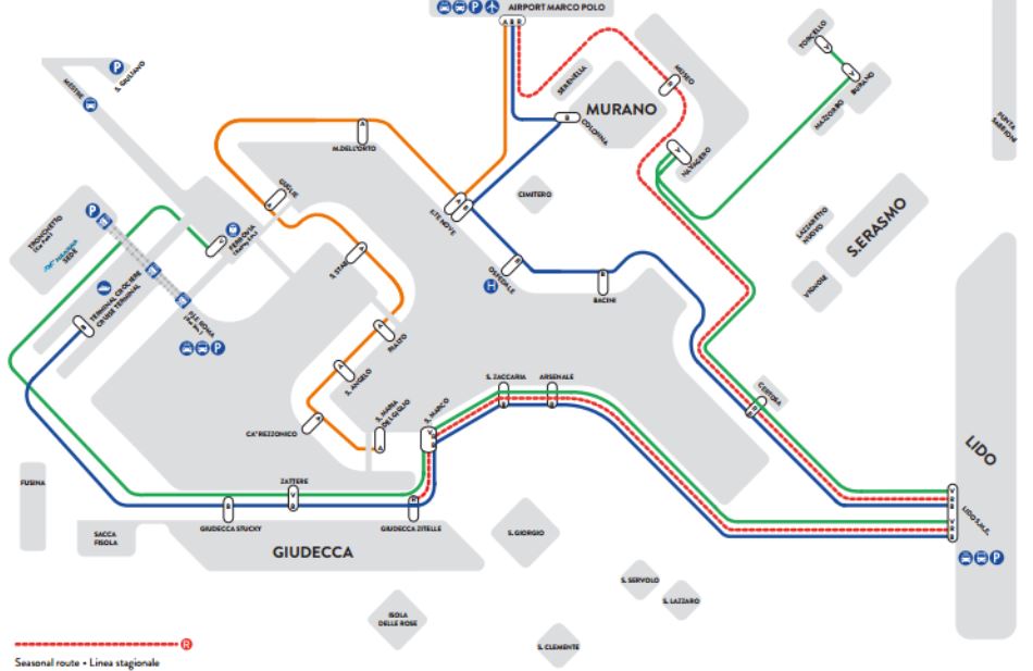 Plan Lignes vaporetto Venise