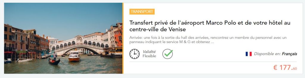 Billet pour un transfert privé depuis l'aéroport