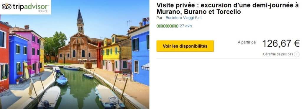 Visite privée demi journée Murano Burano et Torcello