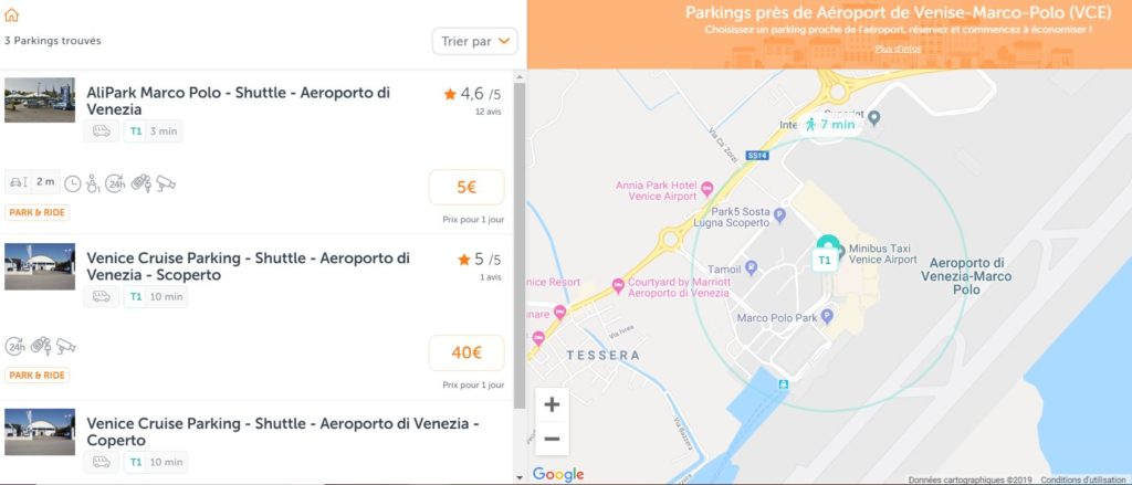 Parking de l'aéroport de Venise