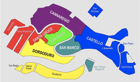 Plan des quartiers de Venise