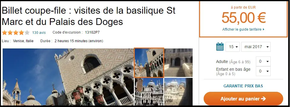 billet coupe file visites basilique saint marc et palais des doges