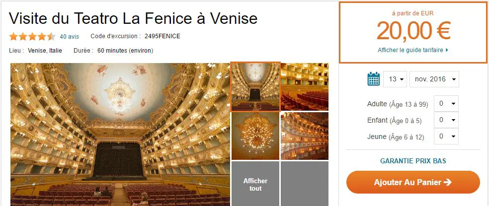 Visite du Théâtre de la Fenice Venise