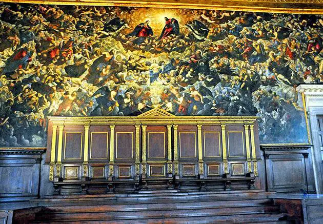 La peinture le Paradis du Tintoret Salle du Conseil Palais des Doges Venise