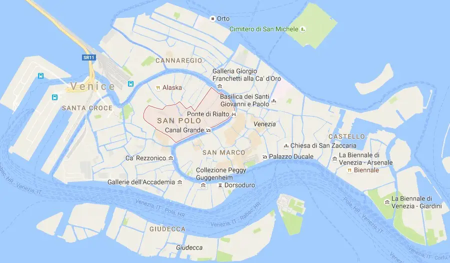Plan du quartier San Polo Venise