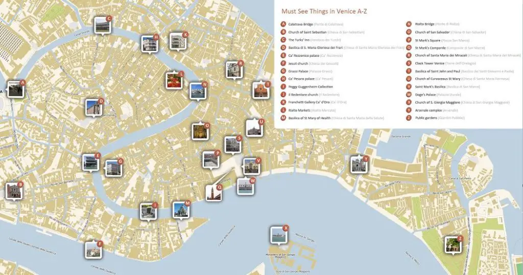 Carte des monuments de Venise
