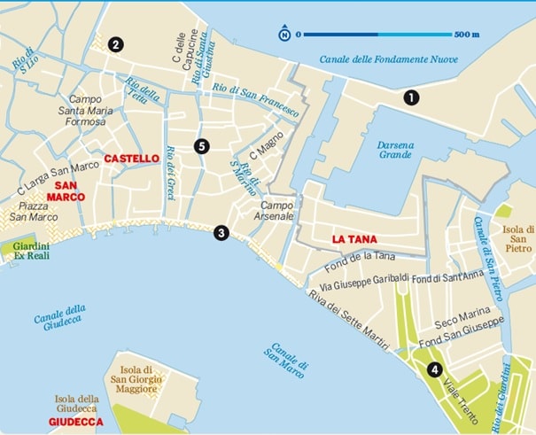 Plan du quartier de Castello Venise